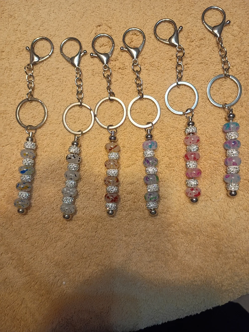 Glass Bead Charm Keychain - Assorted Pastel Colors